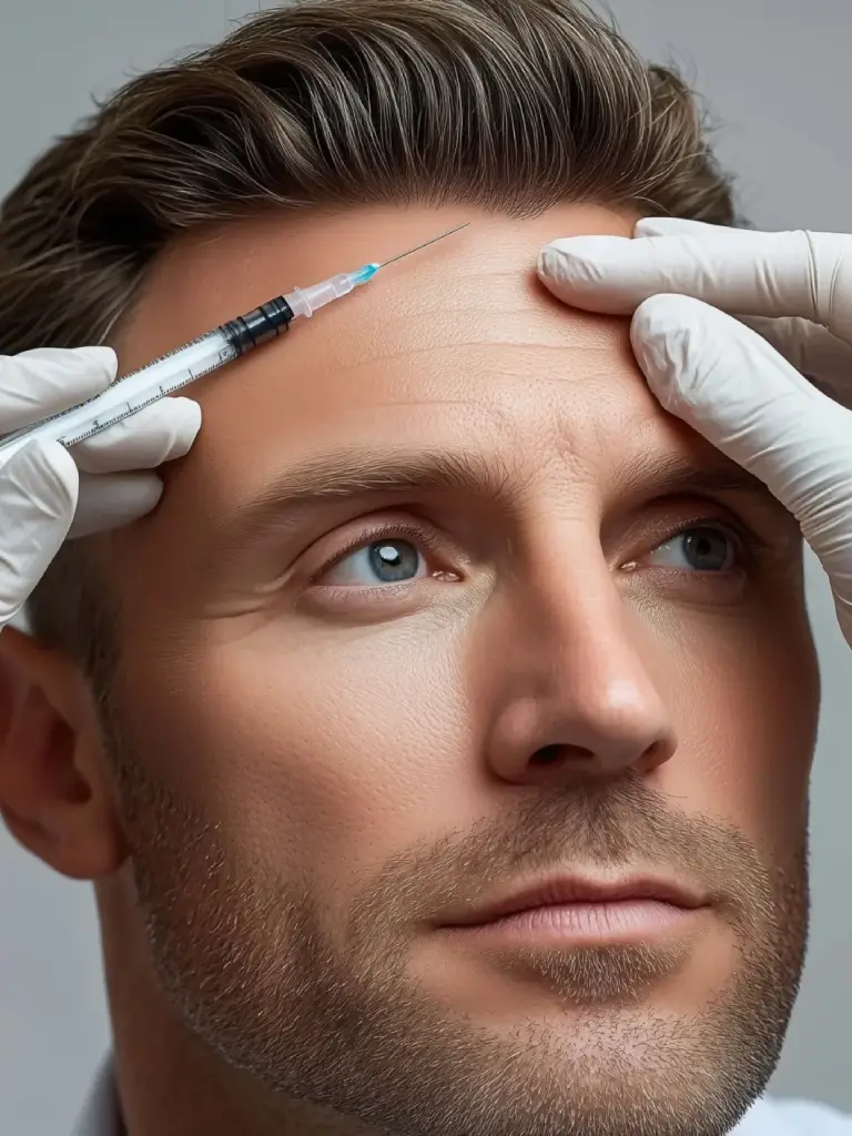 a man getting botox injection